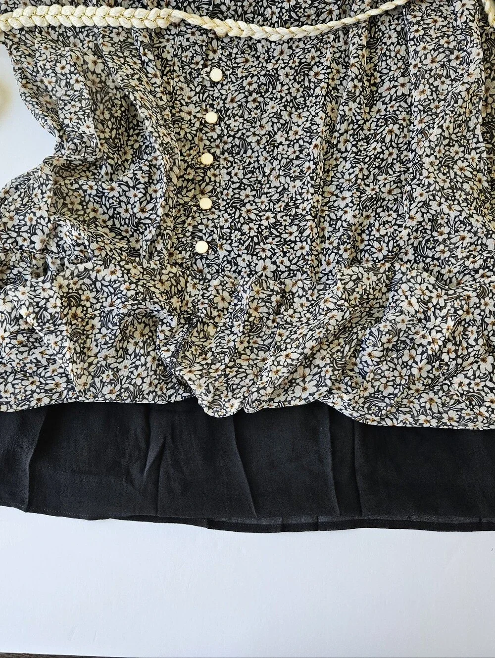 Olivaceous Womens Small Floral Mini Dress NWT Button Front Long Sleeve Belted